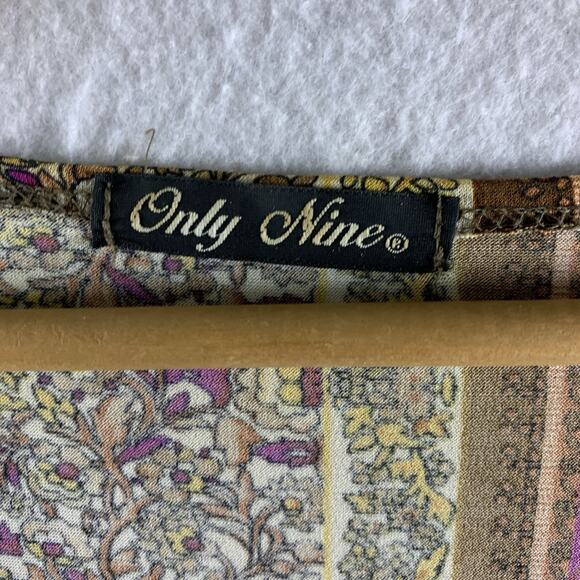 Women Patchwork Print Paisley Top Sz M Y2K Boho Indie Artsy Bling Slinky Stretch - Picture 8 of 10